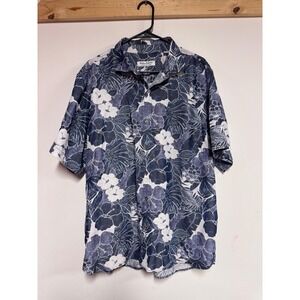Tommy Bahama Coconut Point Mens XL Blue Hibiscus Floral Coolmax Button Up Shirt